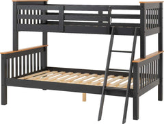 NEPTUNE TRIPLE SLEEPER Black BUNK BED - GREY/OAK