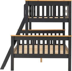 NEPTUNE TRIPLE SLEEPER Black BUNK BED - GREY/OAK