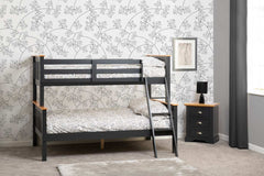 NEPTUNE TRIPLE SLEEPER Black BUNK BED - GREY/OAK