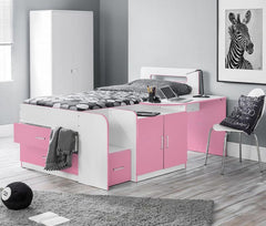 Pink Cookie Cabin Storage Mid Sleeper Bed