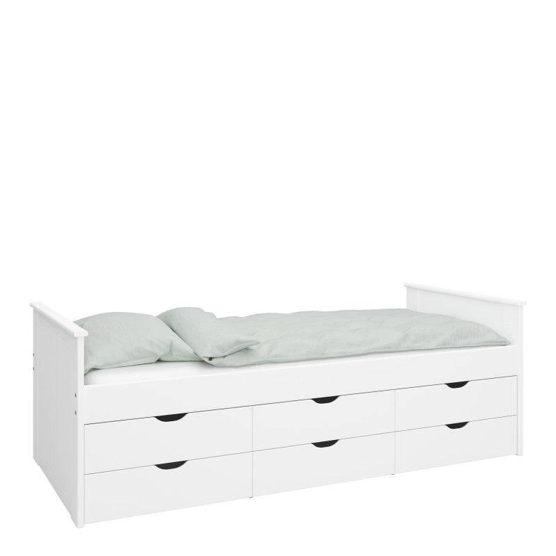 Alba Single Bed 6 Storage Drawers in White 2
