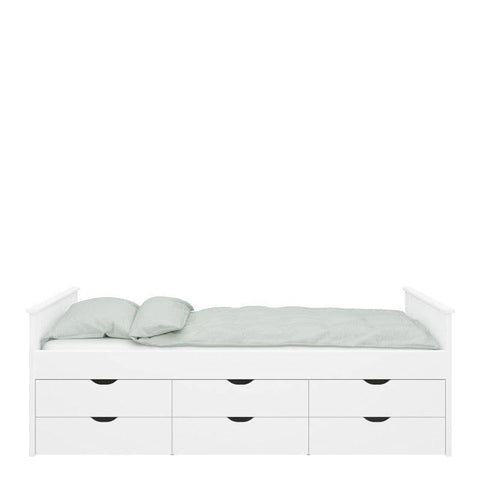 Alba Single Bed 6 Storage Drawers in White 3
