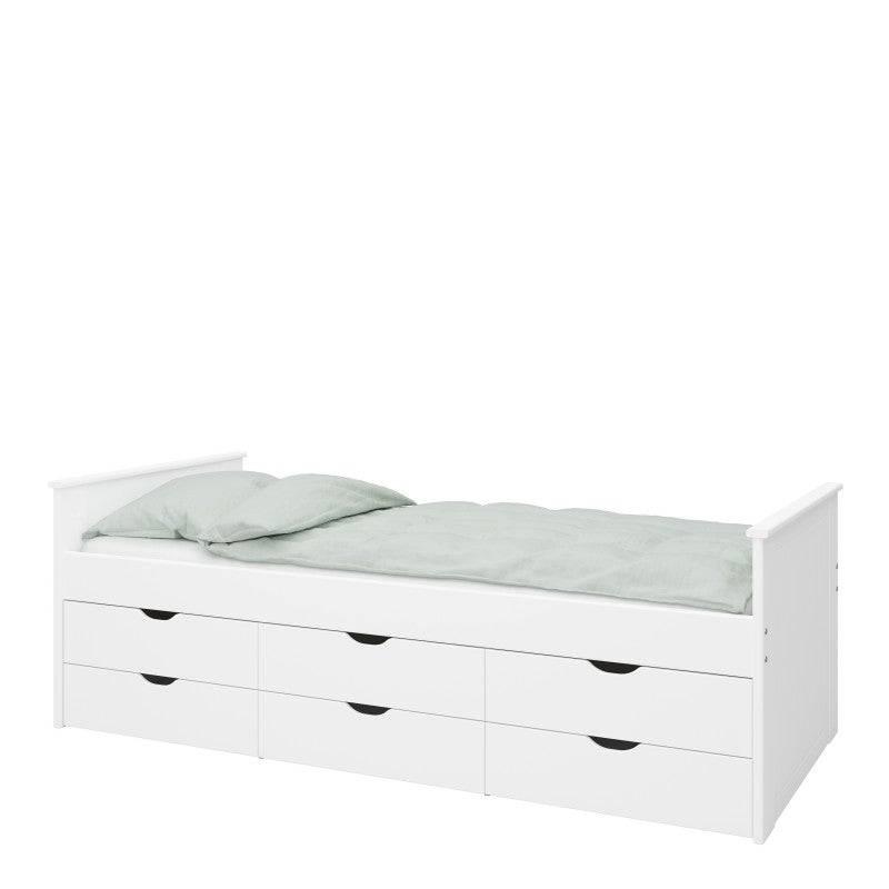Alba Single Bed 6 Storage Drawers in White 4