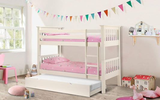 Pine Single Bunk Bed White 2