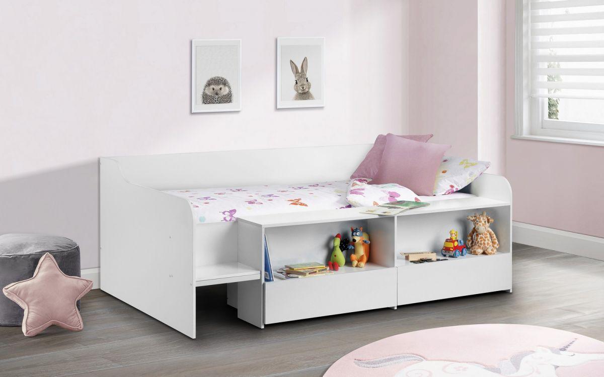 white low bed frame trundle 2