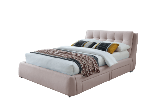 Pink Four Draws Side Fabric Double Bed 2