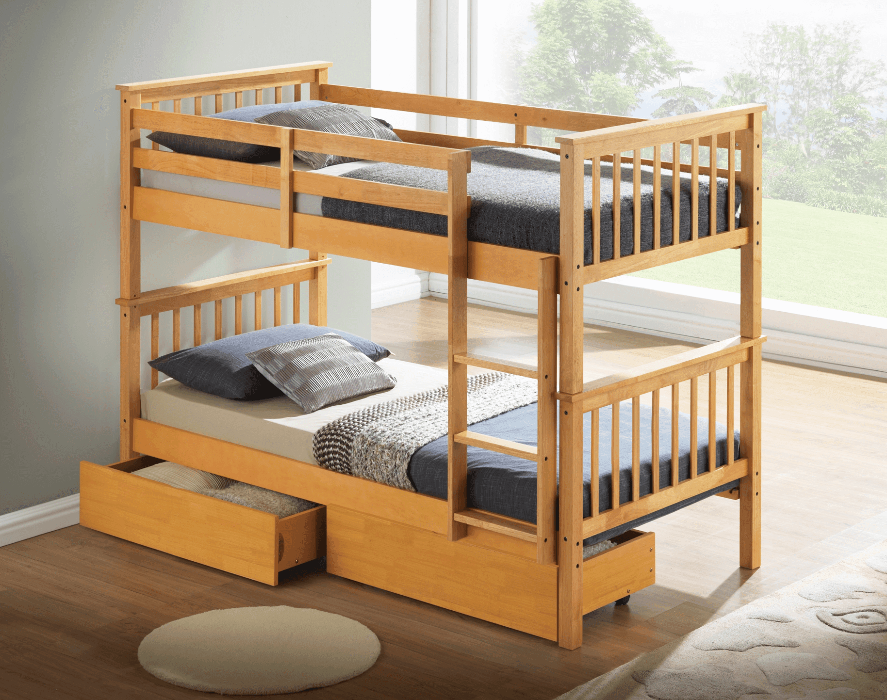beech wooden bunk bed 1