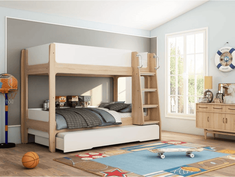 white oak trio bunk bed 4