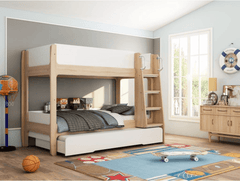 white oak trio bunk bed 4