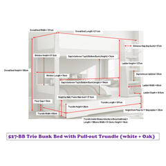 white oak trio bunk bed Plan