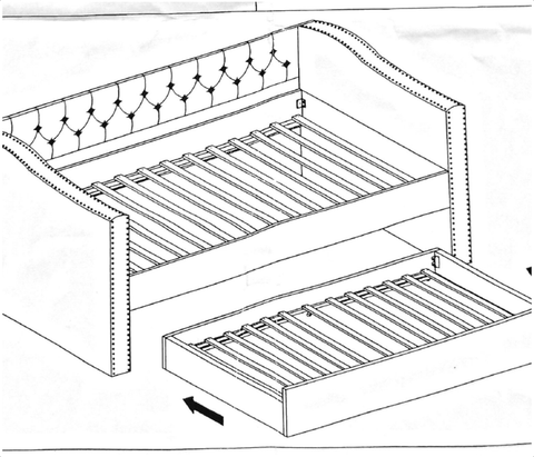 grey day bed with trudle size