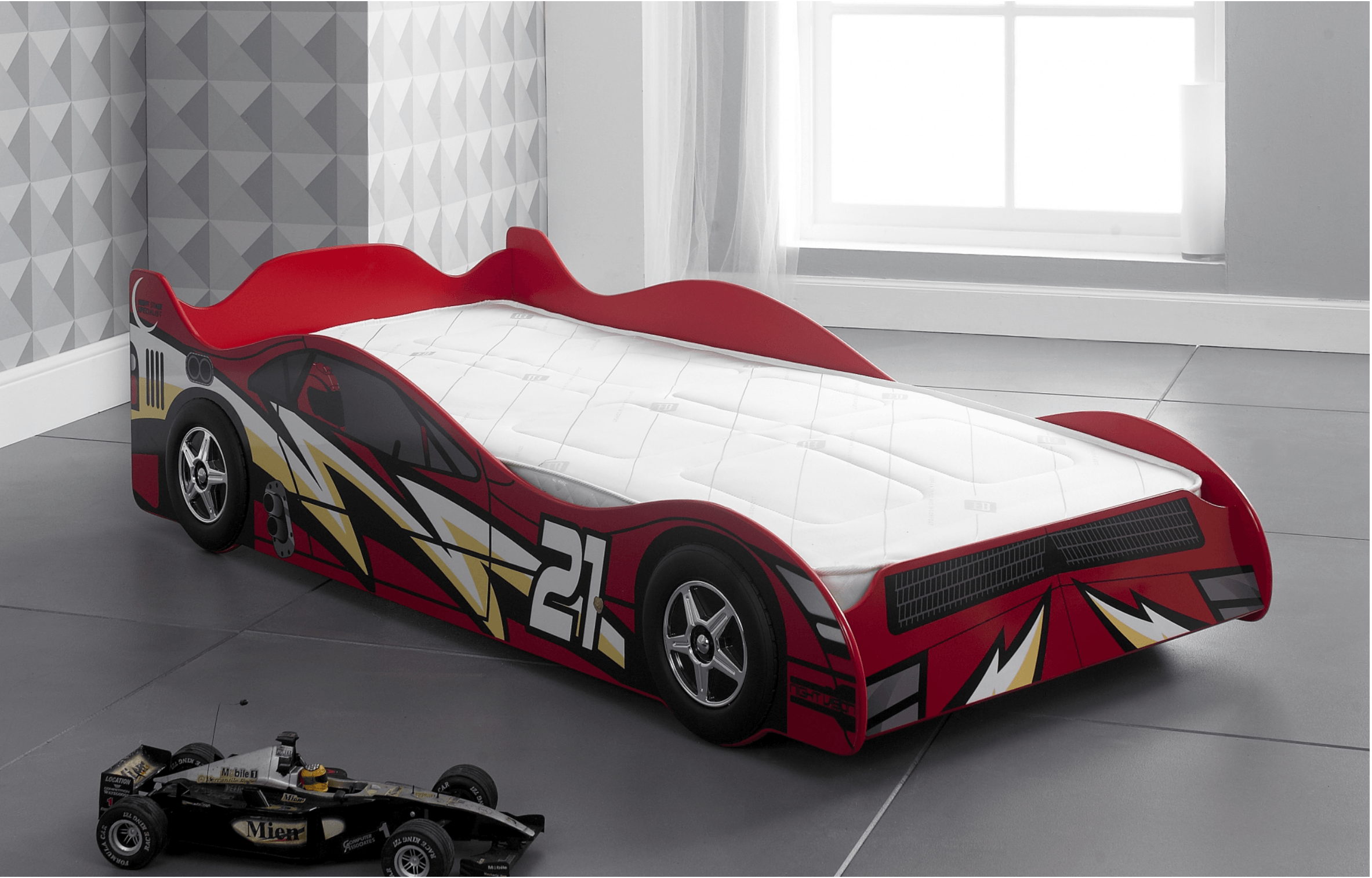 Racing Red No21 Kids Single Bed Frame