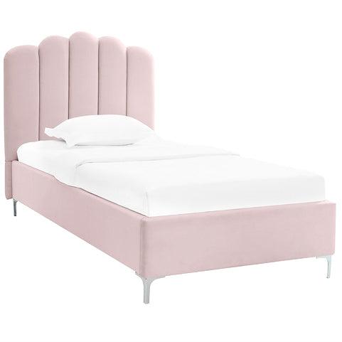 Pink Fabric Princess Single Bed Frame 1