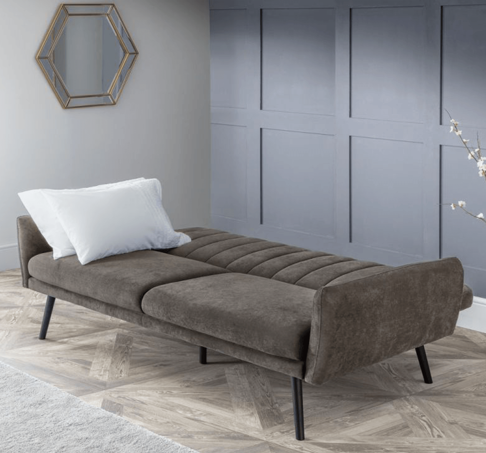 Luxury Afina Sofa-bed Grey Velvet