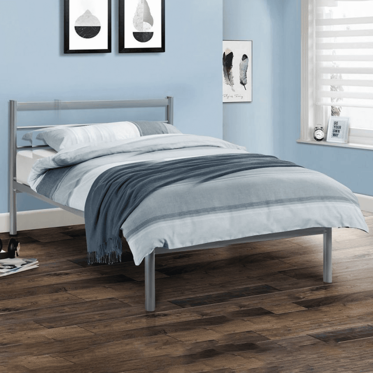 Alpen Silber Metal Double Bed Frame