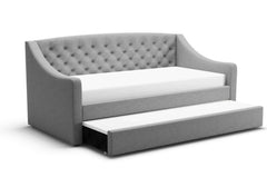 Aurora Studded Grey Single Daybed Frame 3 Trundle