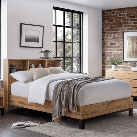 Bali Bookcase Headboard King Size Bed Frame