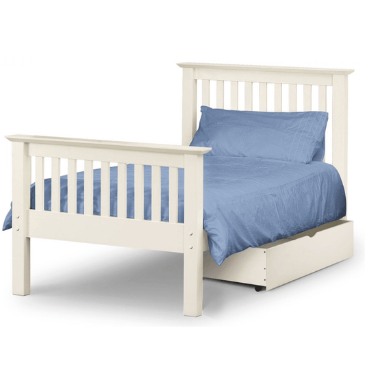 Barcelona Stone White Wooden Single Bed Frame