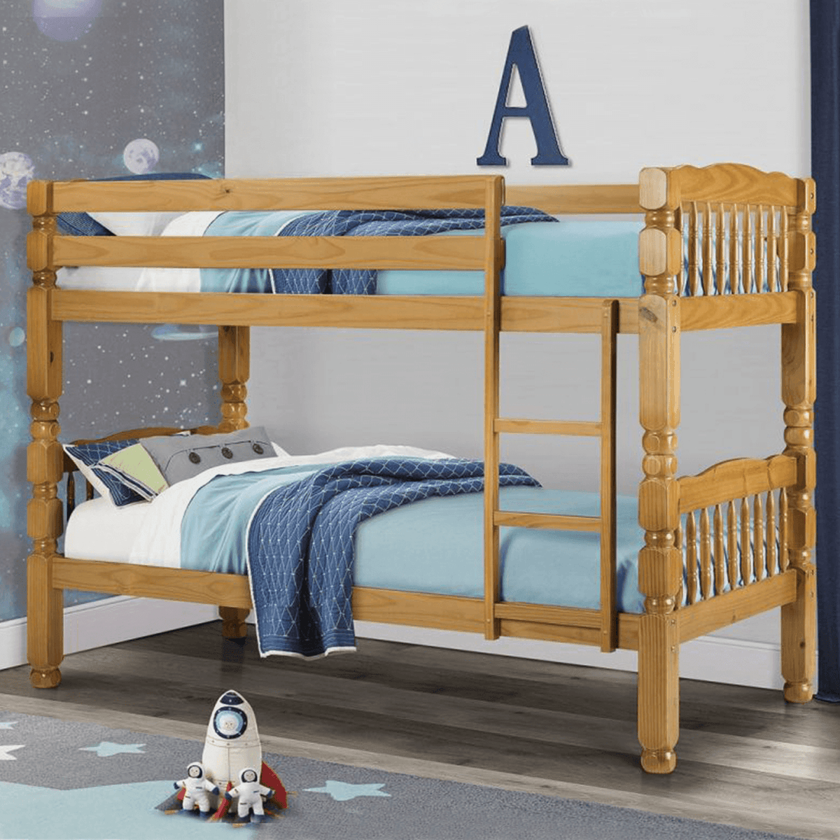 yellow pine wood bunk bed