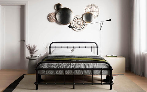 Compton Black Double Metal Bed Frame Front