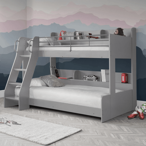 Domino Triple Sleeper Bunk Bed Frame in Grey