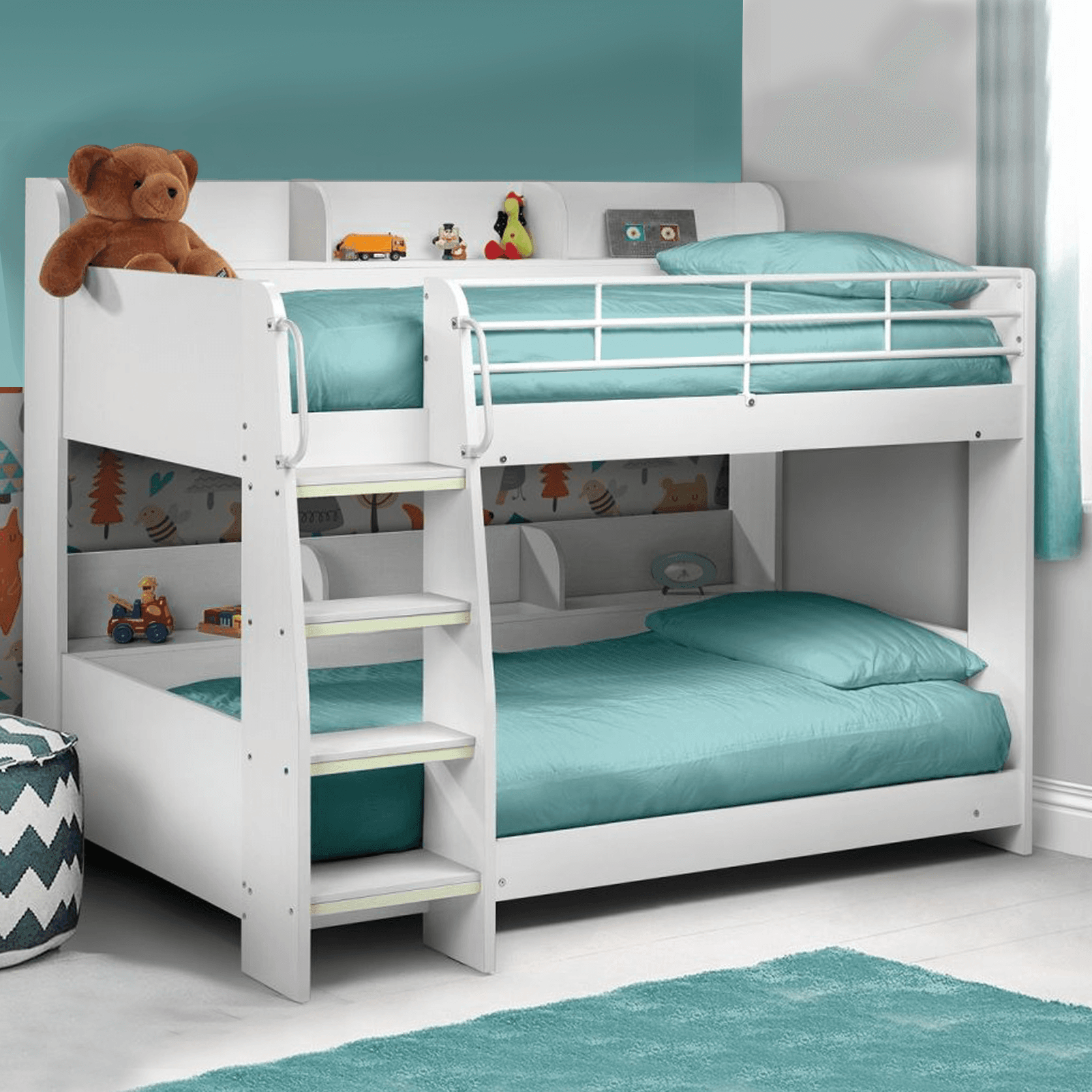 Domino White Wooden Bunk Bed
