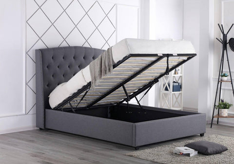 Durrani Studded Fabric Ottoman Double Bed Frame 2