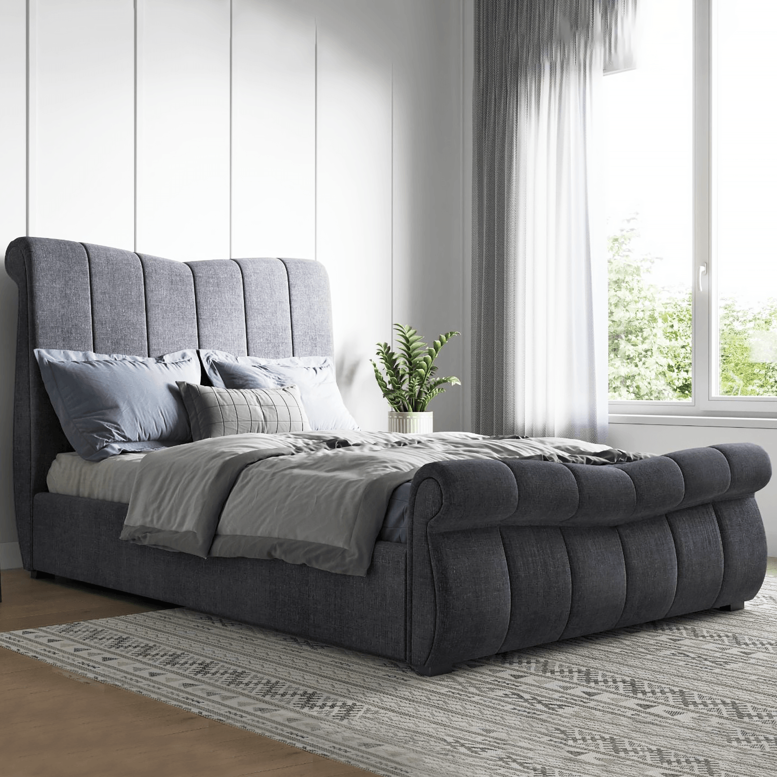 Kylo End Lift Grey Double Bed Frame