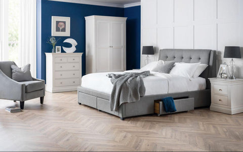 super king sized bed frame grey 1