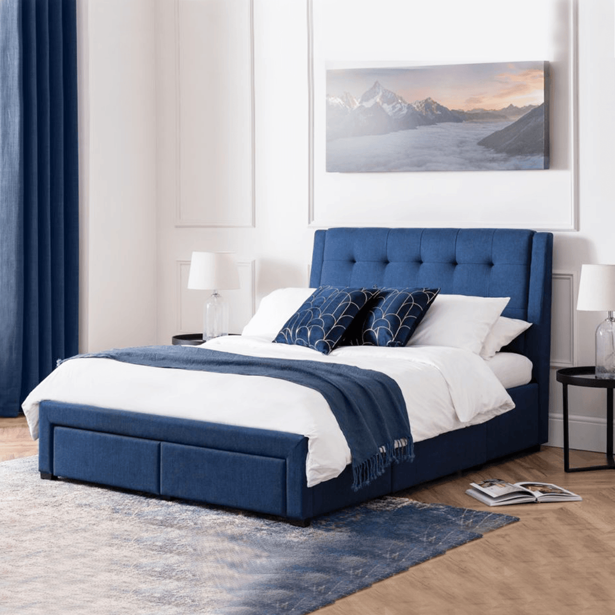 Royal Blue Bed Frame Super King Size