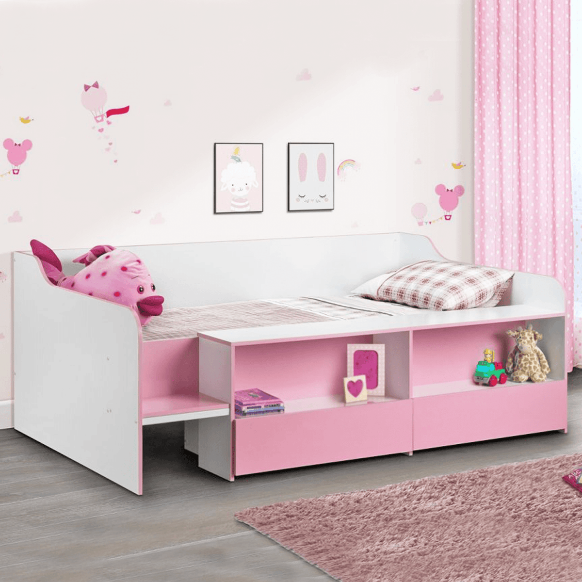 Low Sleeper Bunk Bed Pink