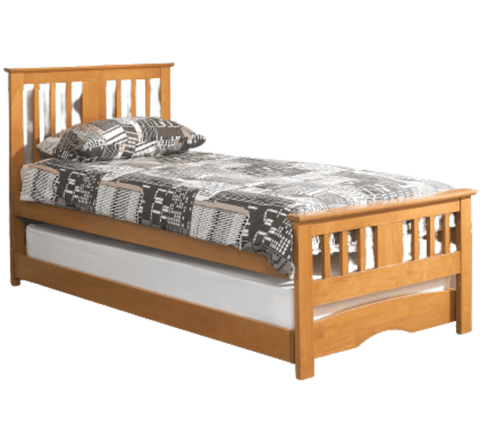 oak wood single bed frame with trundle 3