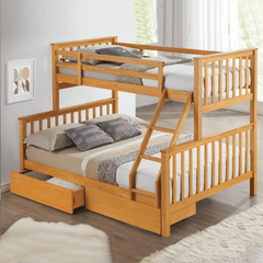 Beech Triple Sleeper Wooden Bunk Bed Frame
