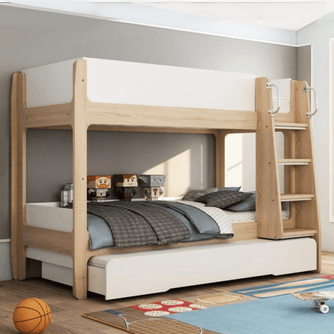 white oak trio bunk bed 3