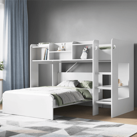 L Shaped Bunk Bed Frame White