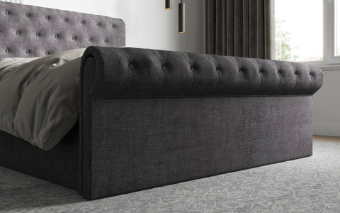 Lola End Lift Fabric Ottoman - Kingsize Bed Frame Grey 3