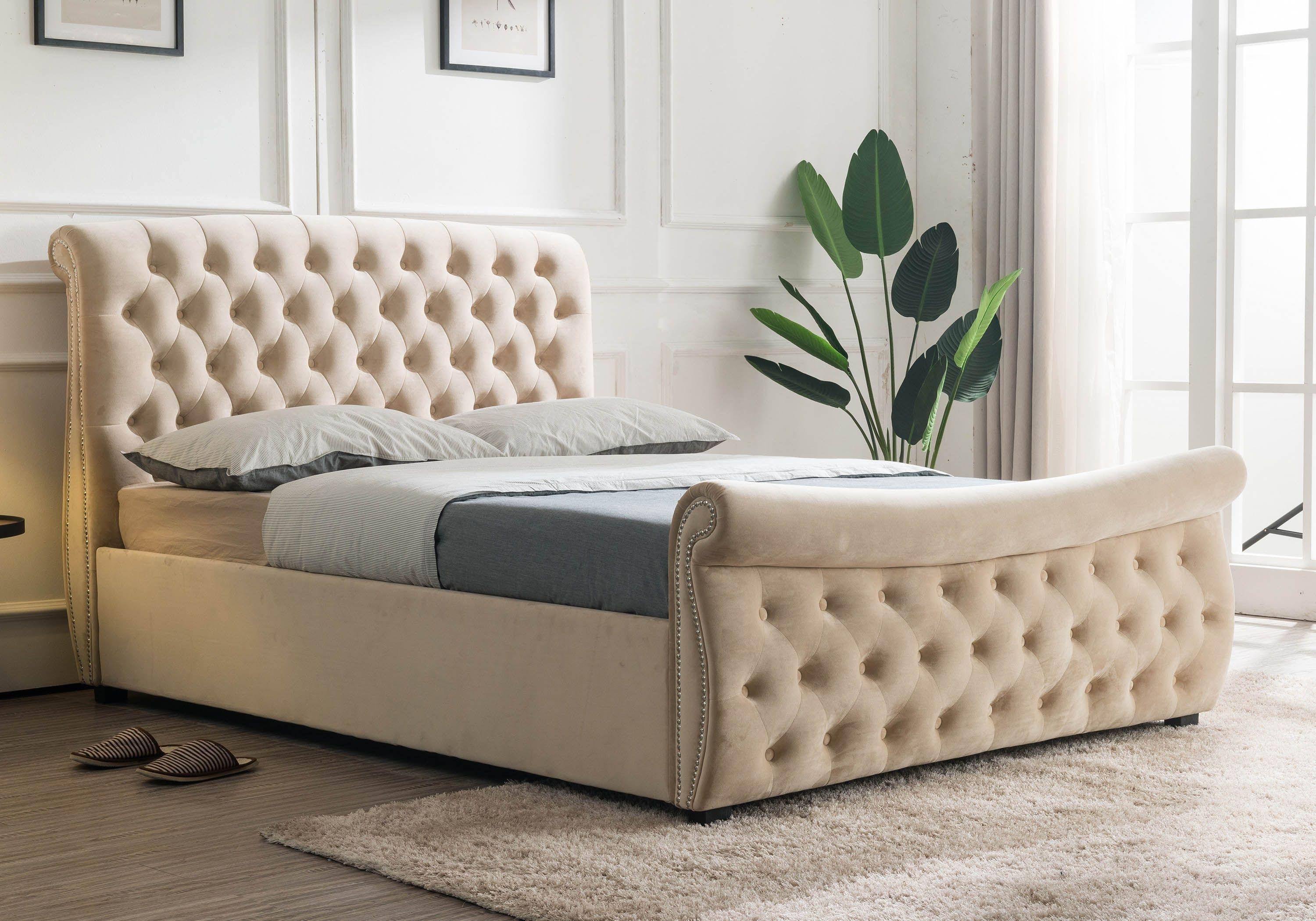 Lucinda Side Lift Ottoman Double Bed Frame Cream 3