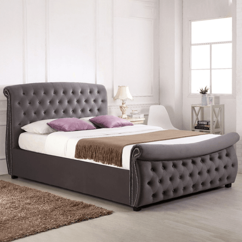 Lucinda Side Lift Ottoman Double Bed Frame Silver