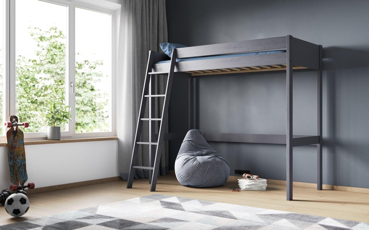 Noomi Small Double High Sleeper Bunk Bed Frame in Grey - Complete Comfort Beds