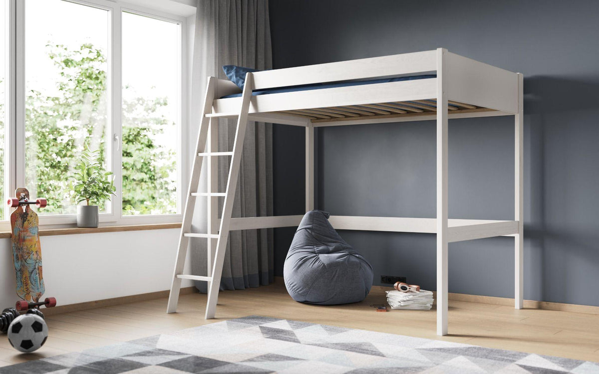 Noomi Small Double High Sleeper Bunk Bed Frame in White - Complete Comfort Beds
