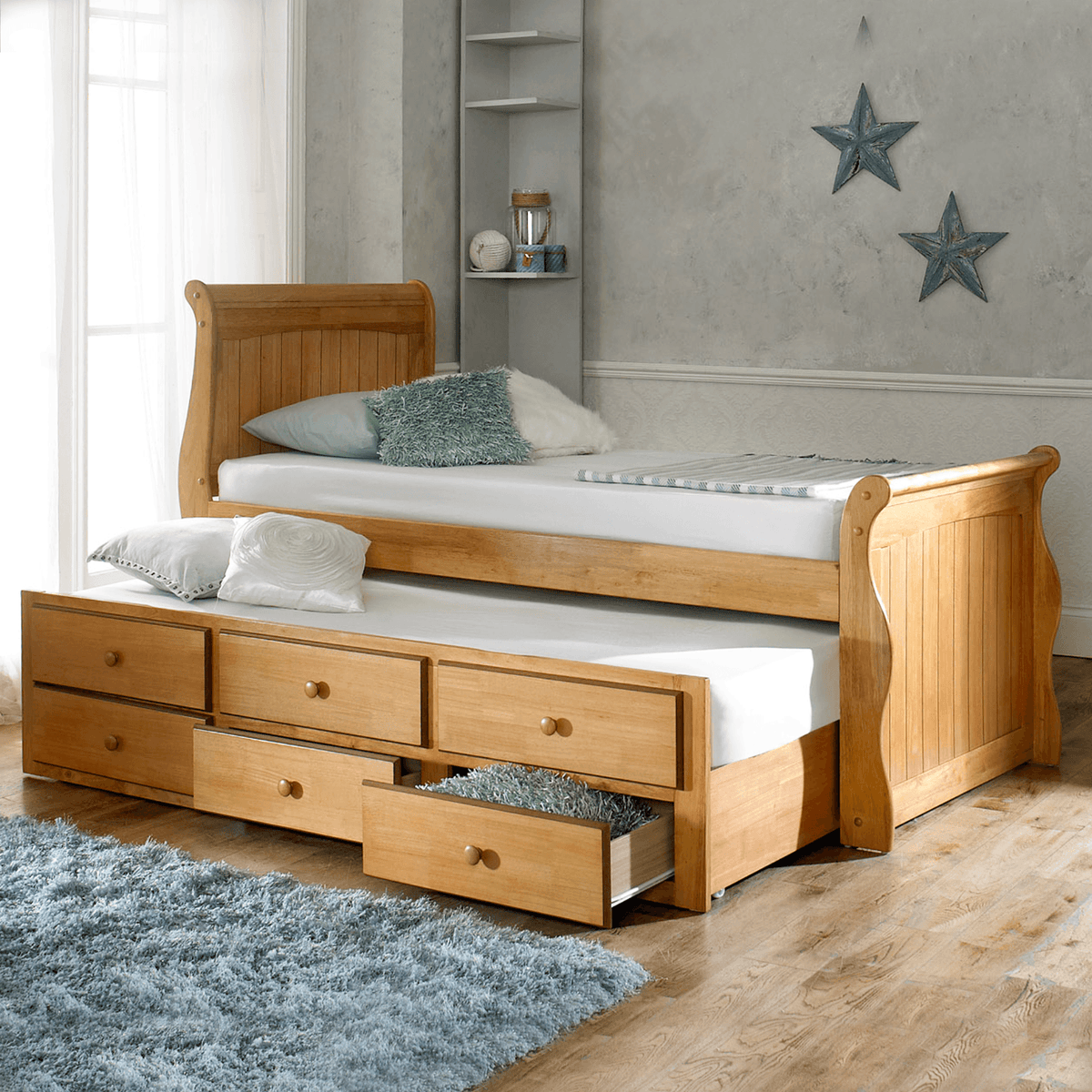 oak captain wooden bed frame 1