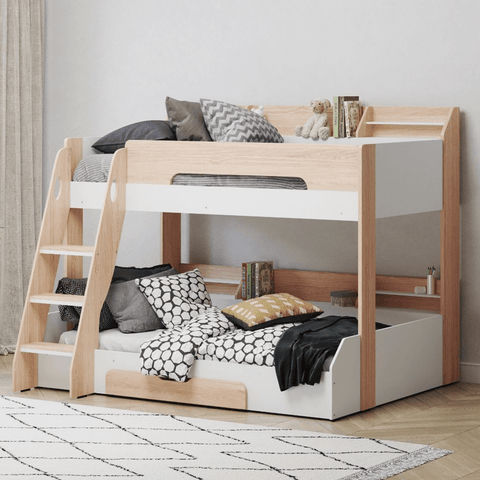 Flick Triple Bunk Bed Frame with Storage Shelves View