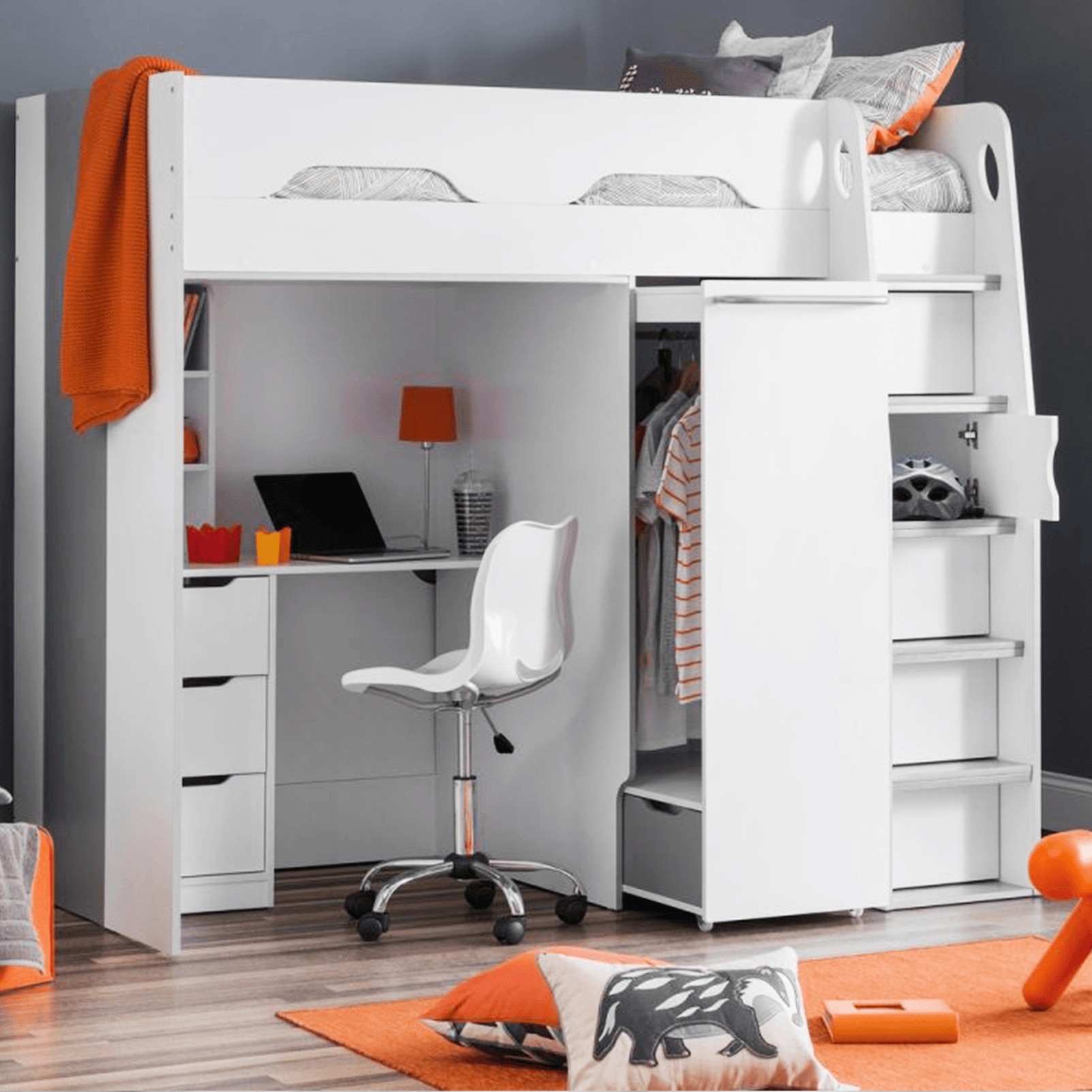 White and Silver Bunk Bed 1