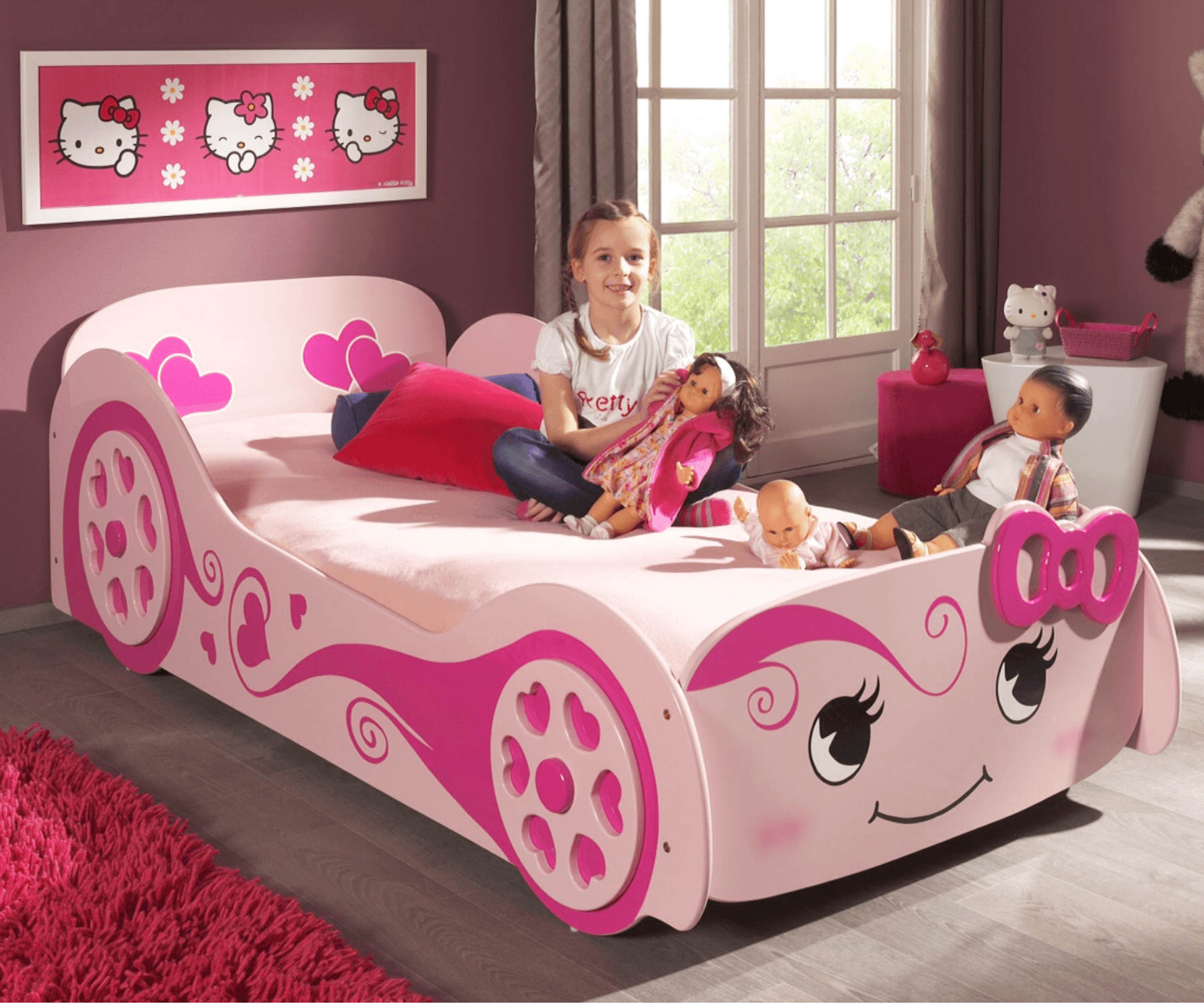 Princess Car Girls Pink bed