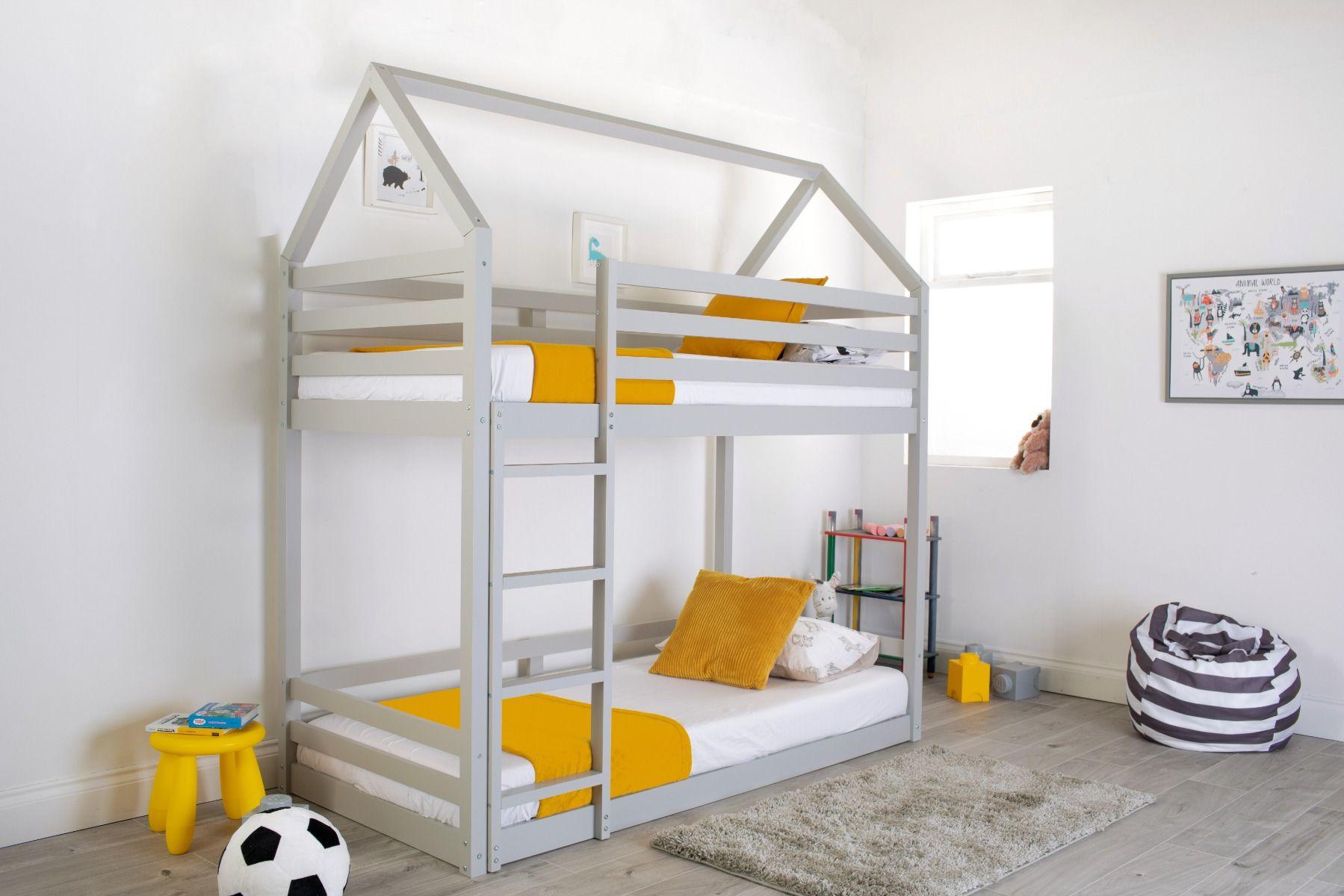 Flair Play House Bunk Bed Frame Grey Pine Wood 2