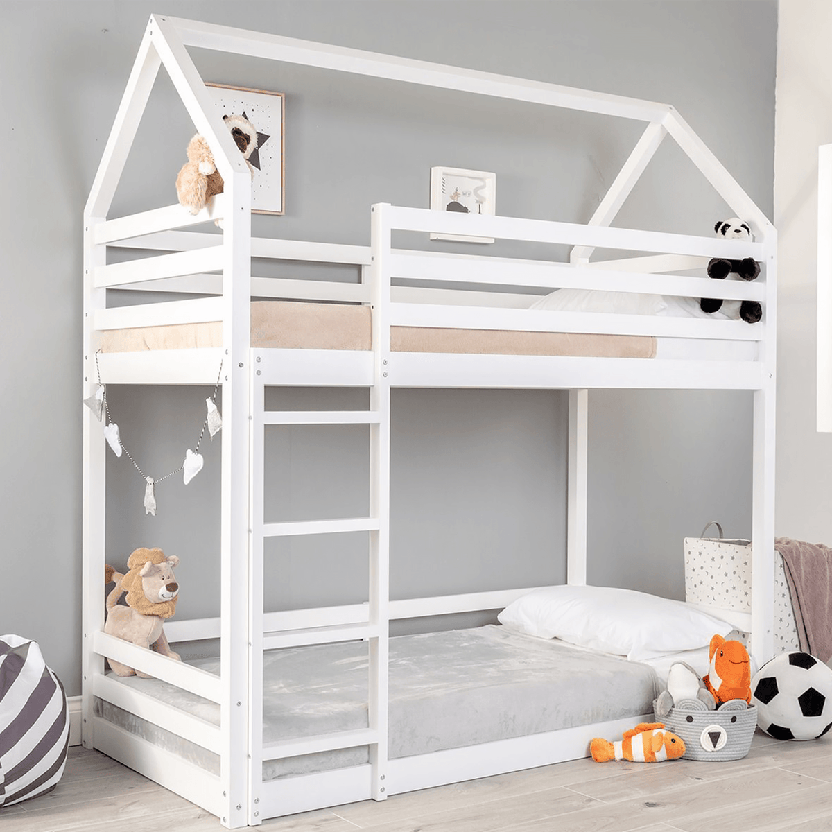 Flair Play House Bunk Bed Frame White Pine Wood