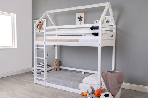 Flair Play House Bunk Bed Frame White Pine Wood Top