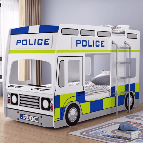 Police Bunk Bed Frame White Blue 2