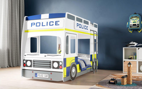 Police Bunk Bed Frame White Blue