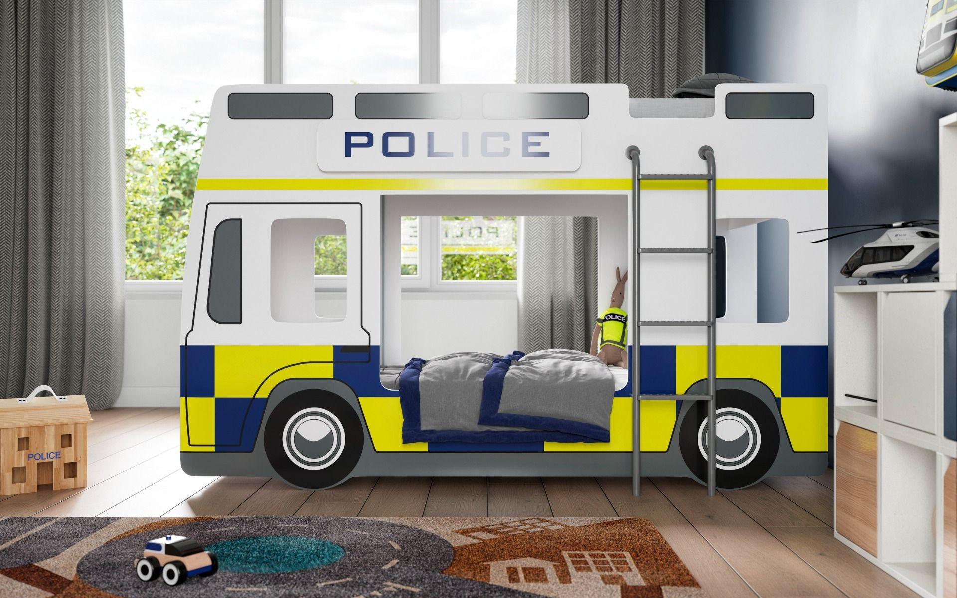 Police Bunk Bed Frame White Blue 2